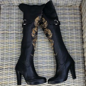 Thomas Wylde OTK Boots 7 Snake Thigh Black RARE